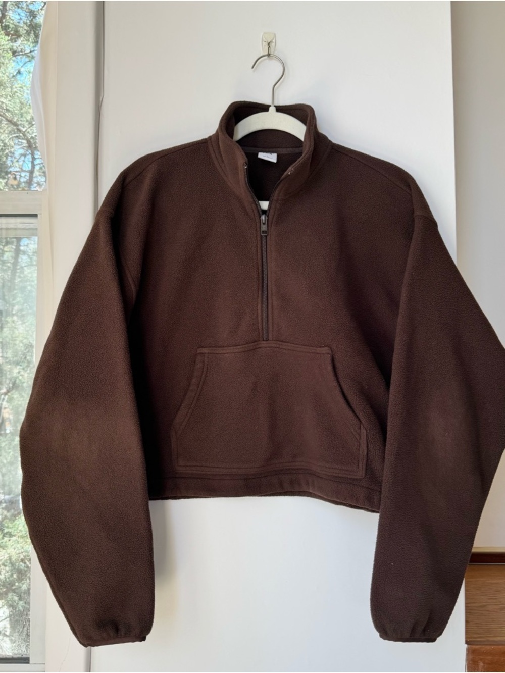 Aritzia TNA Brown Fleece Half-Zip Pullover Jacket Large